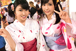 花火大会でナンパした浴衣の美人女子大生2人組と3P in 横浜 ※動画あり
