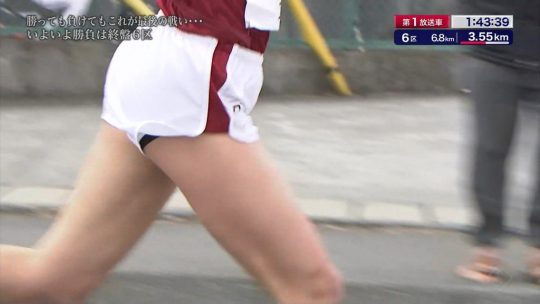 駅伝LIVE中継で股間や乳首を撮られたJKその3