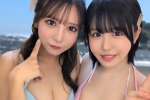 ナンパ待ち美女2人に手玉取られヴィラで前後左右死角なし責め！耳舐めWフェラレズプレイで煽られノンストップ奪い合い→中出し専用精子ドックドク！