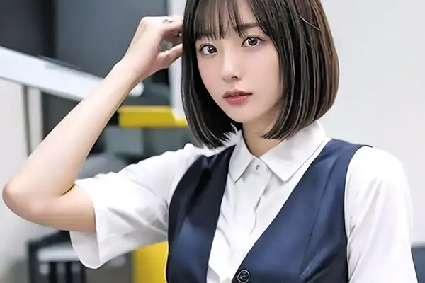 会社の後輩OLは巨乳AI美女！ホテルで濃厚クンニ責めに乱れ喘ぐ背徳の夜