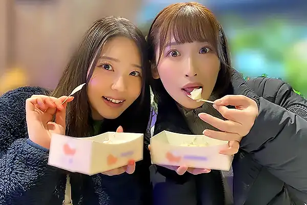 お仕事感ゼロで過ごす美女2人の甘い夜–スイーツを楽しんだ後レズキスに溺れる 二葉エマ 美園和花