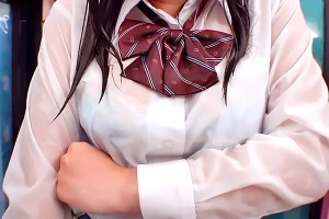 【マジックミラー号】雨に濡れてブラが透けてる美少女JK。顔サイズのデカマラを強引に握らせる