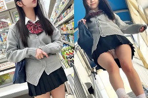 スカートが短すぎる制服JKをストーキングしてたら…目が合ってパンチラ誘惑してきた！