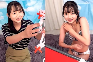 昭和のテレビ番組でおなじみの早着替えコーナーにチャレンジ–女子大生が電マで責められてビクビク悶絶