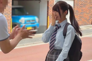 ひなのちゃん Gカップ爆乳おっぱいのポニーテールJKをナンパして敏感まんこを手マン