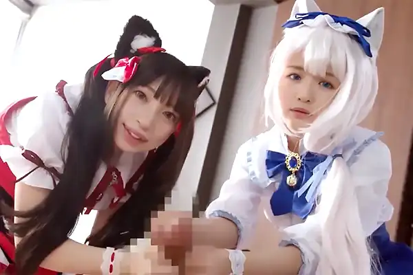 冬愛ことね 永瀬ゆい 猫耳の美少女コンビがご主人様の肉棒をおねだり！3Pセックスで過剰なご奉仕