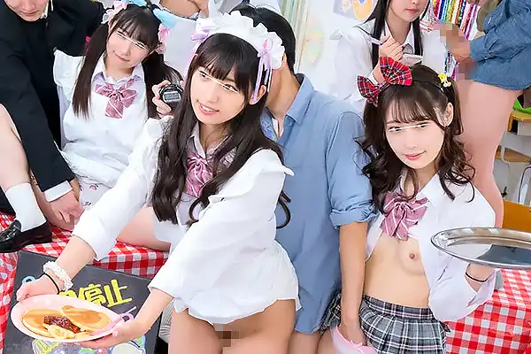 文化祭の時間停止カフェで大乱交セックス！教室にJKの喘ぎ声が響き渡る Post155