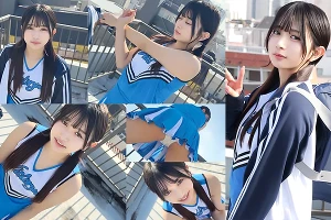 アイドル級に可愛いチア部の美少女。青空の下でストレッチさせてパンチラを撮影する