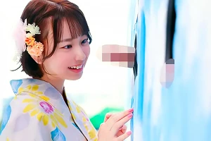 【マジックミラー号】浴衣姿のJKが彼氏のチンポ当てに挑戦–我慢汁を舐めたりフェラして探っていく